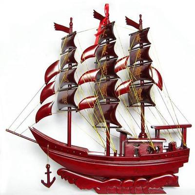 帆船模型摆件红木开业工艺品