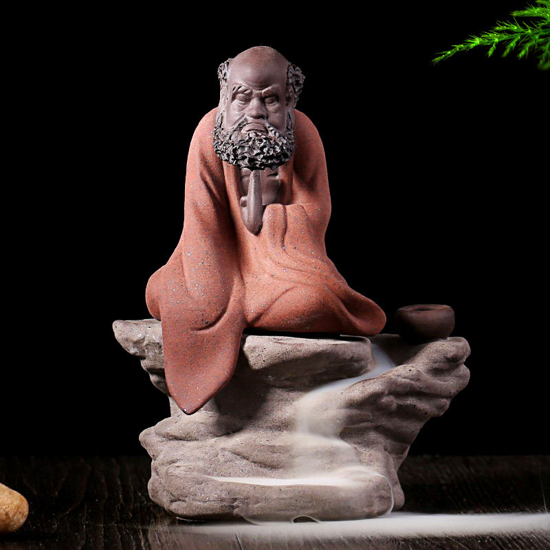 禅意达摩陶瓷倒流香炉创意摆件佛系个性家用茶道观赏下沉香檀香炉