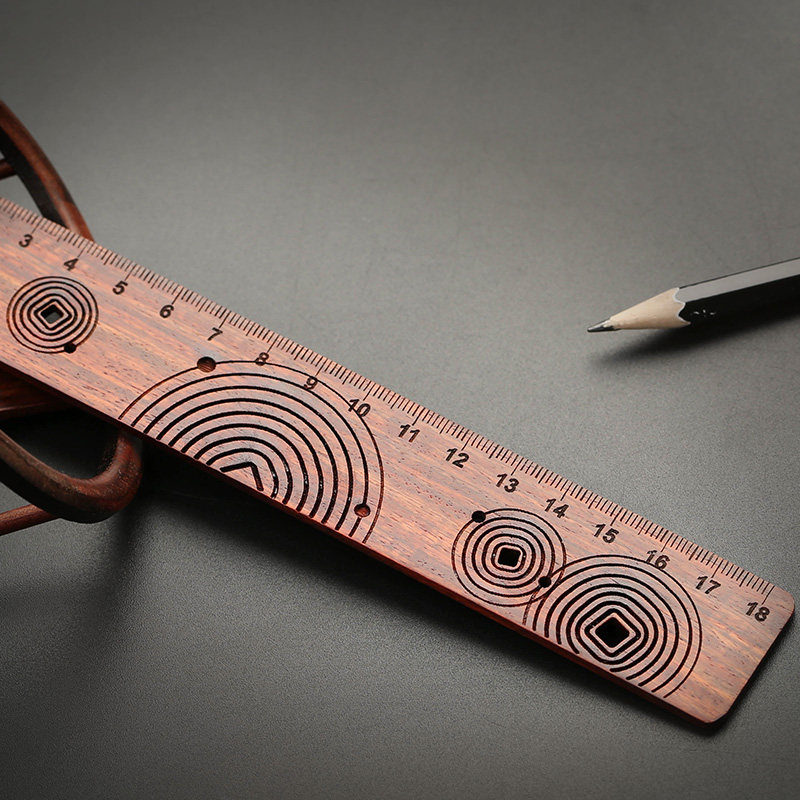 红木镶嵌黄铜尺子直尺 实木制创意15cm木尺 木质绘图文具商务礼品