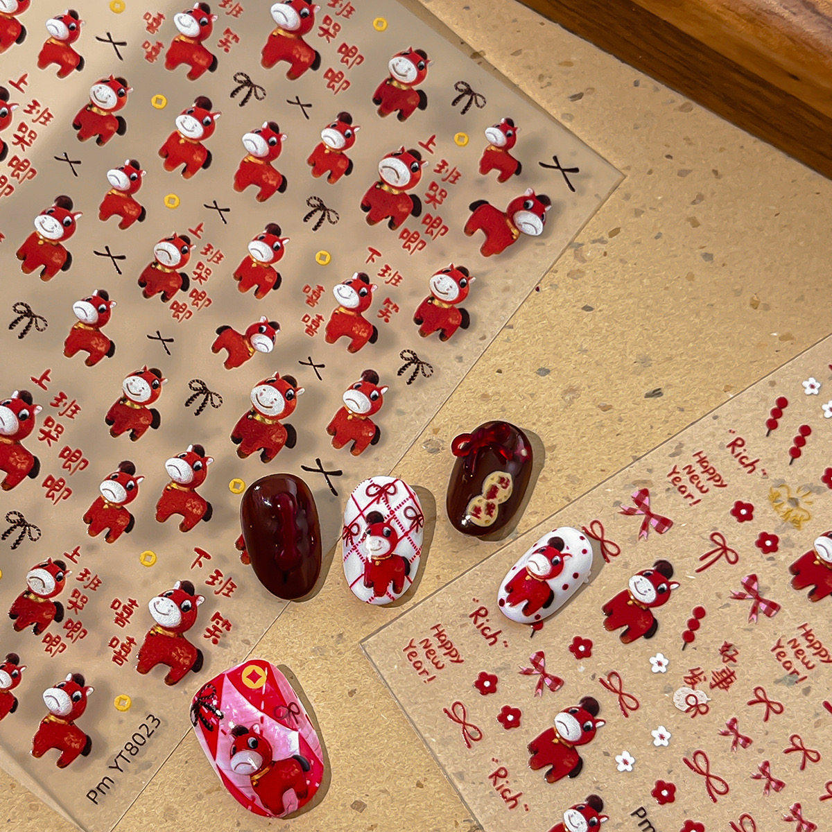网红哭哭小马美甲贴纸马年吉祥物简约可爱新年红色卡通指甲装饰贴,彩妆/香水/美妆工具,化妆/美容工具,淘宝优惠券,粉丝福利购,淘宝优惠卷