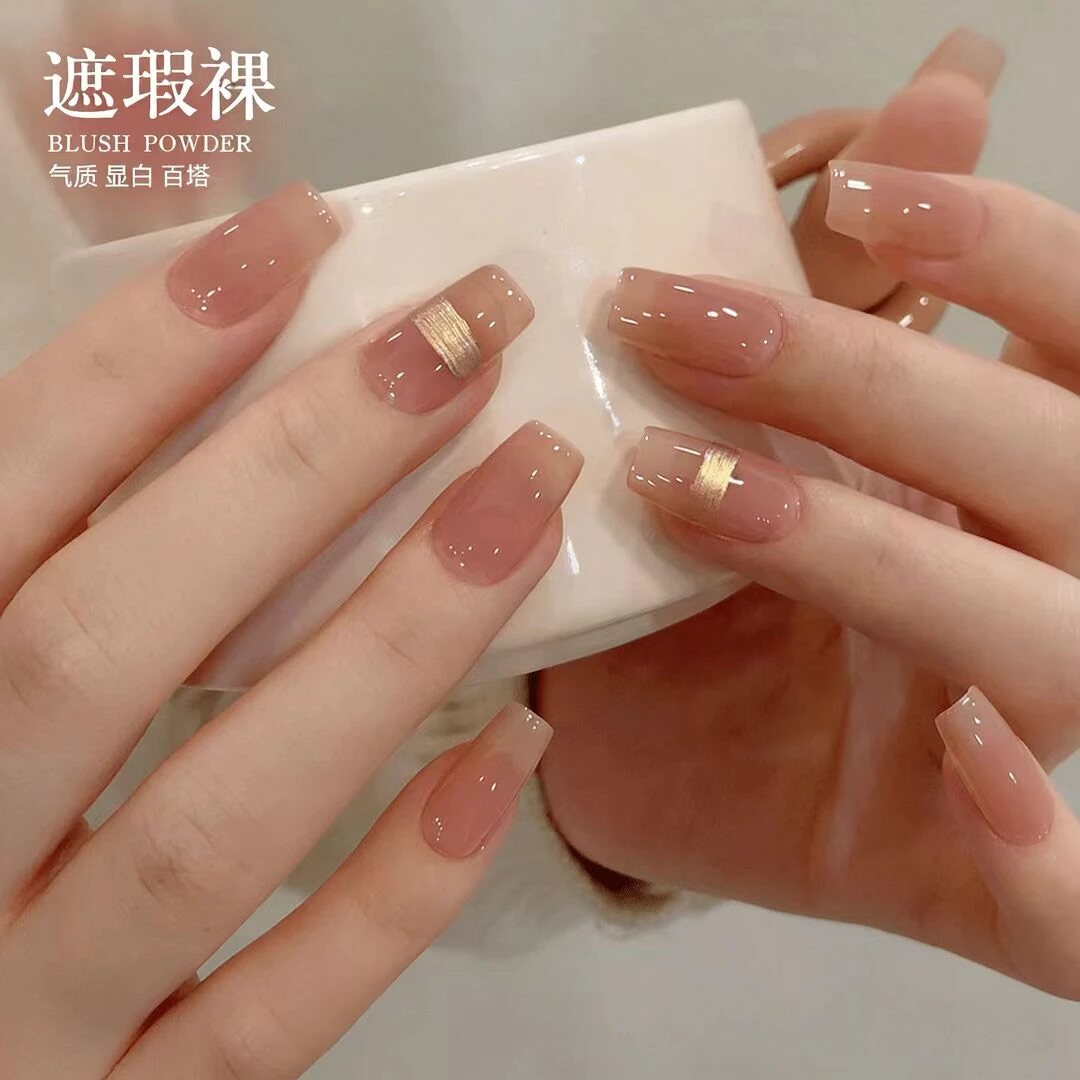 万能遮瑕裸色甲油胶百搭显白打底色半透质地冰透显白色美甲款式