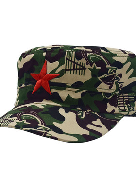 迷彩帽平顶帽男女五角星棒球帽儿童成人表演作训帽刺绣夏季遮阳帽