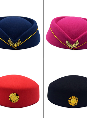 空姐帽子 礼仪帽子女乘务员帽子 乐队演出贝雷帽子大人儿童空姐帽