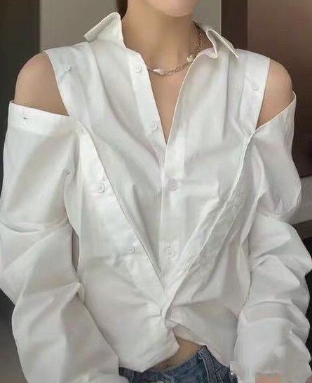 抖音李星儿同款 星儿定制 白兰地女孩 排扣衬衫