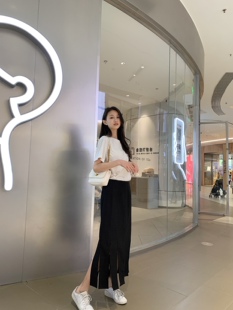 COOKADAILY_ 重工剪裁流苏半裙设计感小众百搭中长款直筒半身裙女