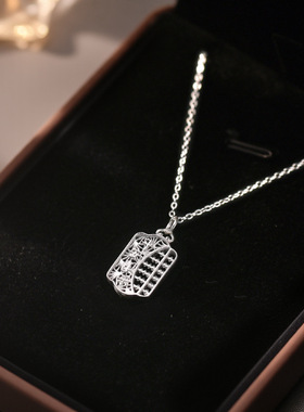 S999纯银如意算盘锁骨链