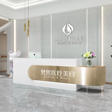 定制美容院网红前台轻奢转角收银台服装店吧台公司咨询异形接待台
