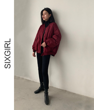 SIXGIRL棒球棉服女2020冬加厚韩版宽松棉衣短款百搭黑色立领外套