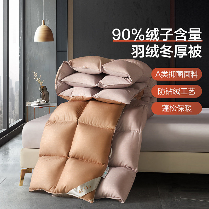 百丽丝家纺 墨染羽绒冬/加厚冬被90%鸭绒被子被芯单双人冬被