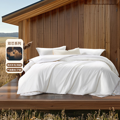 水星家纺蚕丝澳洲羊毛二合一被
