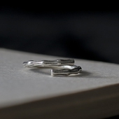 竹子竹节S925纯银男女戒指 小众设计复古款 纹砖Veinsbrick 秋竹