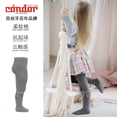 CONDOR春秋款糖果色蝴蝶结连裤袜