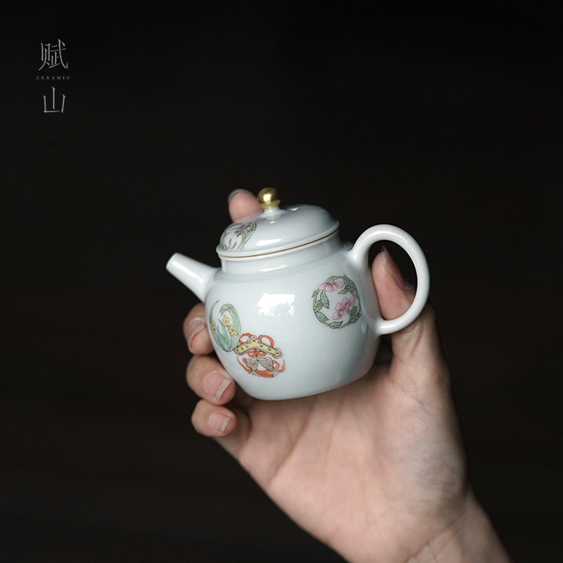 【赋山堂官方】如意皮球花小文壶手工简约小号泡茶壶单壶中式茶具