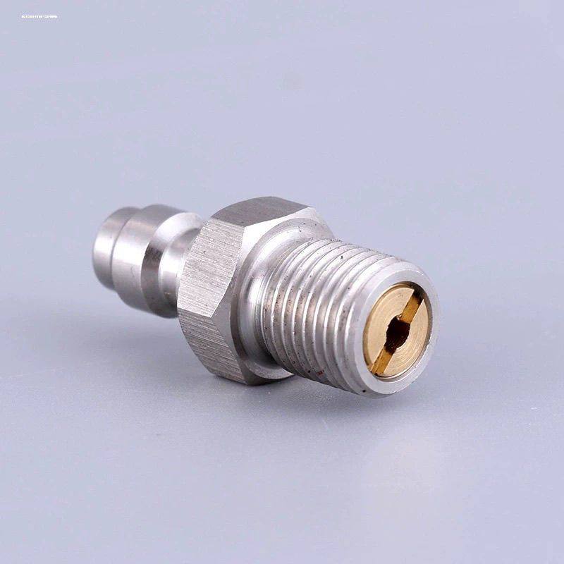 带单向阀8mm快接公头M10螺纹不锈钢快速快接充气头 进气嘴 充气嘴