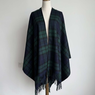 秋冬格子斗篷男女黑白格子披肩