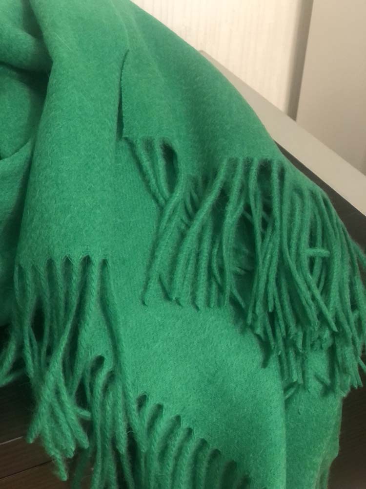 秋冬加厚绿色围巾披肩百搭款