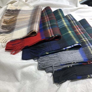尾货  清仓 苏格兰格子羊毛围巾围脖 男女 秋冬加厚送礼红色英伦