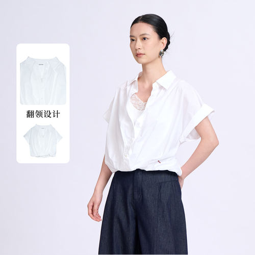 紫淑夏季女通勤文艺短袖衬衫