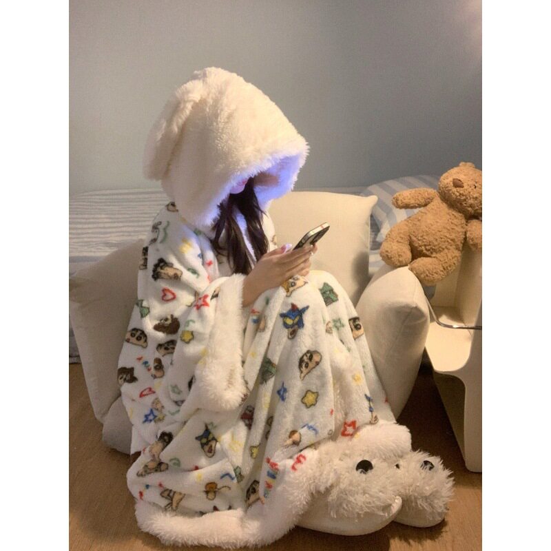 居小物蜡笔小新珊瑚绒睡袍