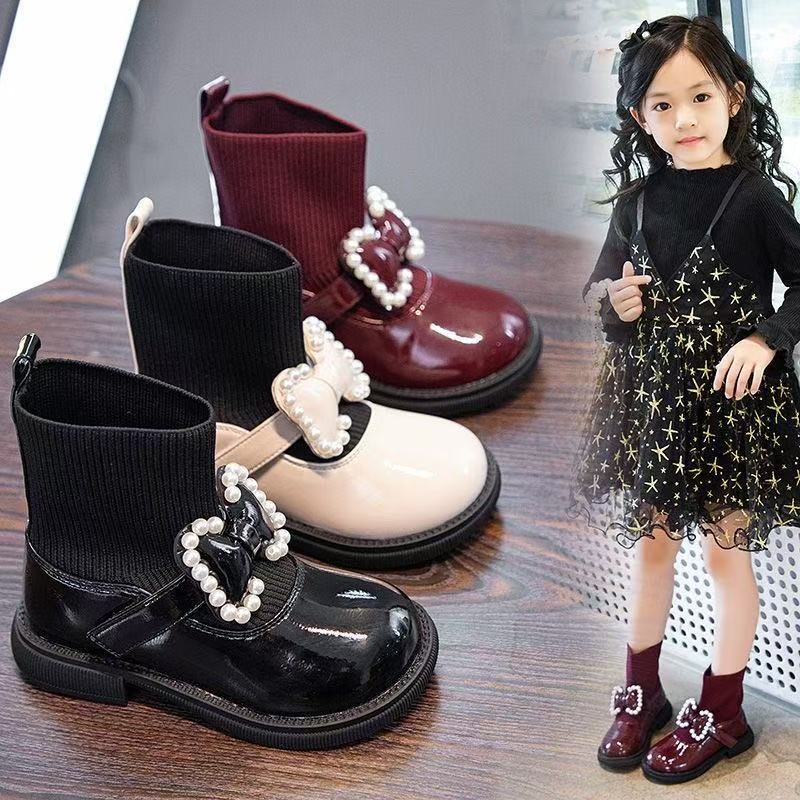女童加棉公主短靴秋冬新款加绒儿童马丁靴小女孩靴子洋气百搭