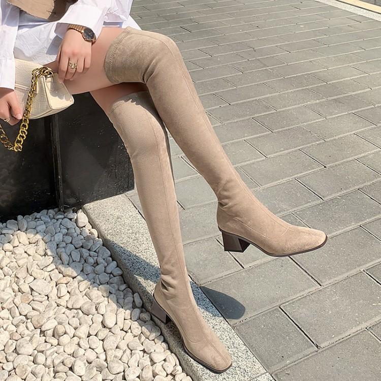 方头瘦瘦靴粗跟高靴百搭