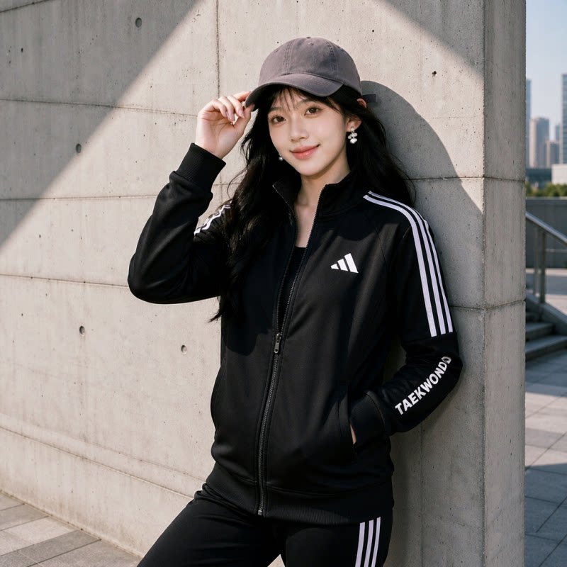 Adidas阿迪达斯外套男士休闲宽松开衫经典三条杠立领运动夹克上衣