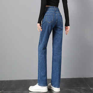 直筒牛仔裤女春秋季2026年新款高腰法棍窄版弹力修身显瘦烟管长裤