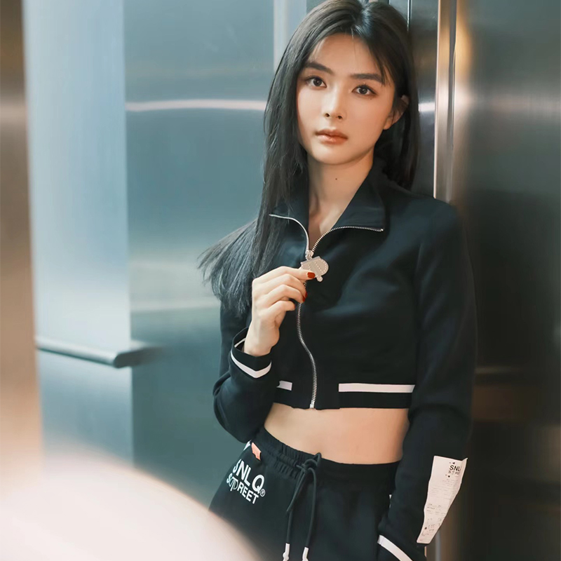 【明星同款】SNLQ休闲时尚套装女设计感休闲短款外套休闲裤