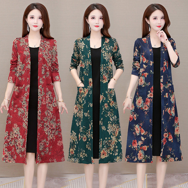 妈妈装过膝中长款风衣外套女春秋二八月薄款洋气披肩开衫外搭披风