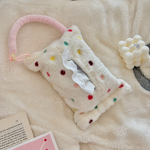 ins风纸巾袋奶油风车载纸巾盒