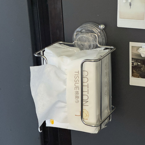 吸盘不锈钢纸巾架洗脸巾抽纸盒