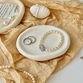 中古陶瓷首饰盘高级感托盘戒指项链手表收纳盘展示盘家居装 饰摆件