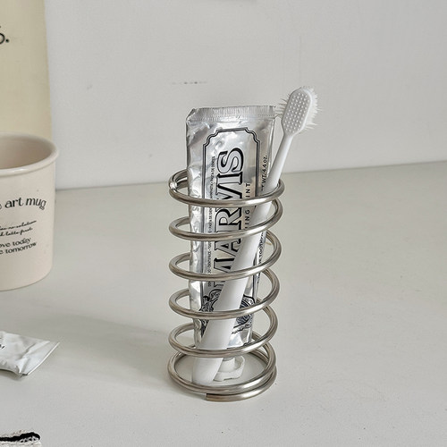 不锈钢弹簧牙刷架洗手台置物架