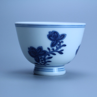 景德镇茶杯 弥云宝相花工夫茶主人杯纯手工手绘陶瓷茶杯