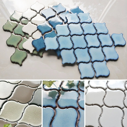 Ретро -лампа -керамический мозаичный телевизор, фон стена ванная комната кофейная сеть красная магазин плитка туалетная стойка бара