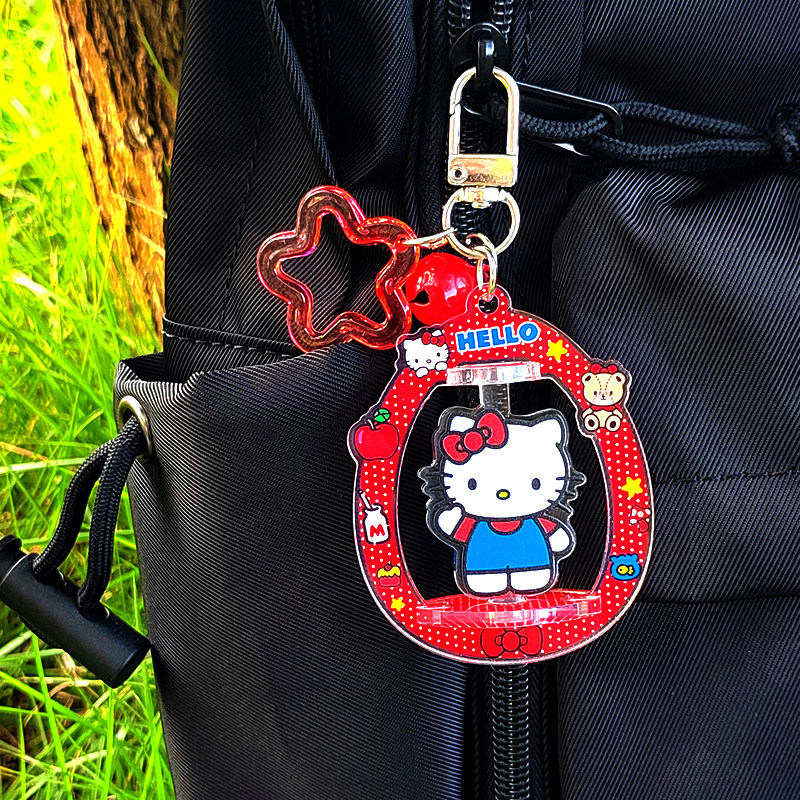 三丽周边挂件kt猫小兔库洛迷卡通旋转钥匙扣小学生书包挂件亚克力