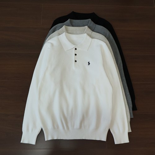 老钱风小马刺绣长袖polo衫男秋冬