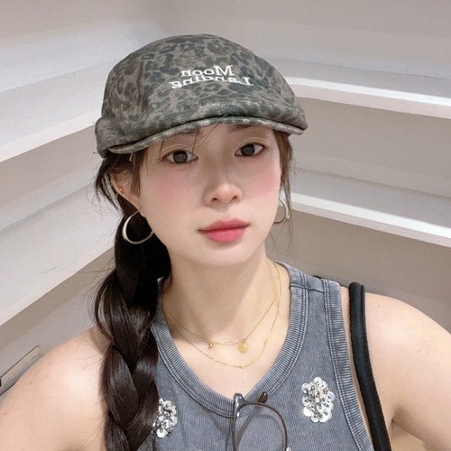 美式复古豹纹前进帽女春夏显脸小