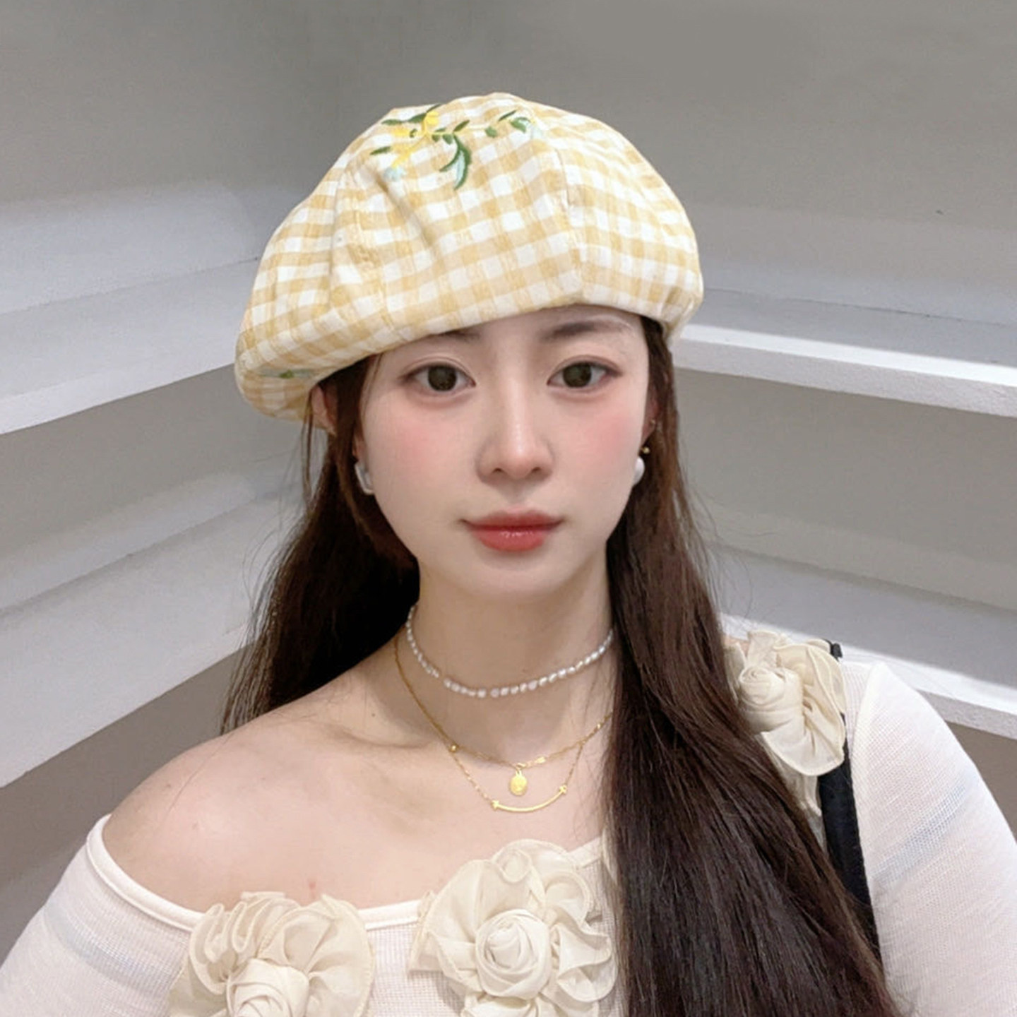 新中式刺绣贝雷帽女春夏复古国风气质画家帽时尚高级显脸小蓓蕾帽