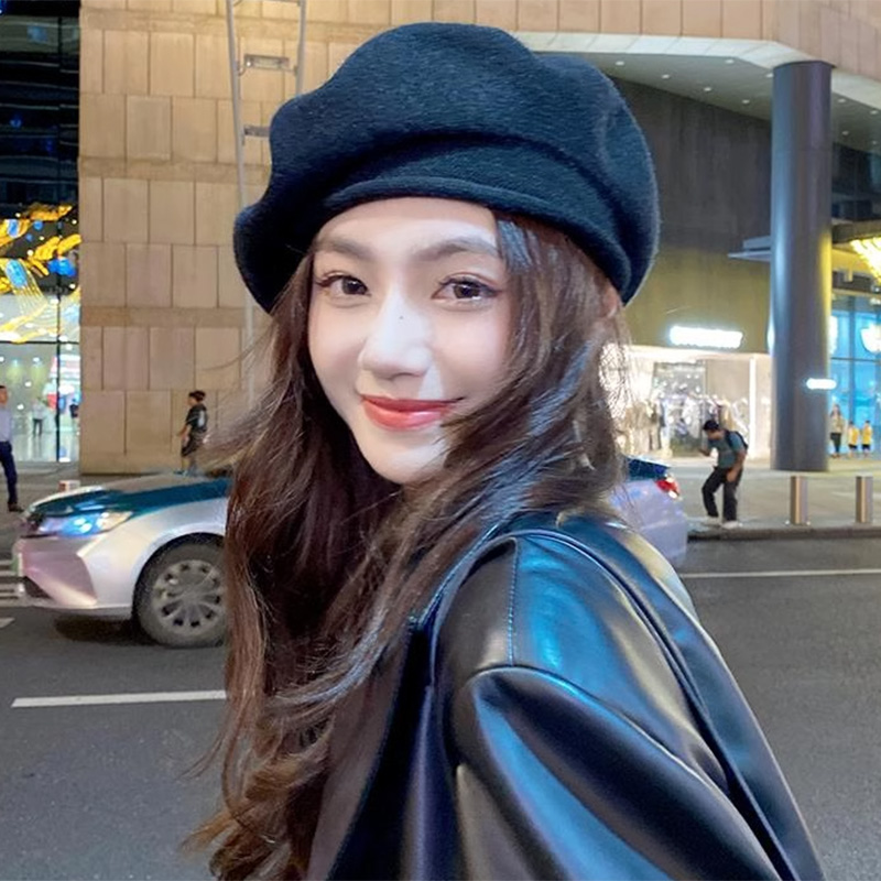 2024显脸小羊毛呢贝雷帽子