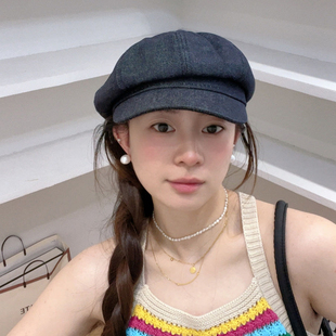 韩货复古牛仔八角帽女四季百搭显脸小报童鸭舌帽休闲气质画家帽子