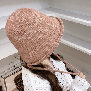 秋冬极简毛线渔夫帽子女显脸小冷帽2025新款大头围高级感法拉盆帽