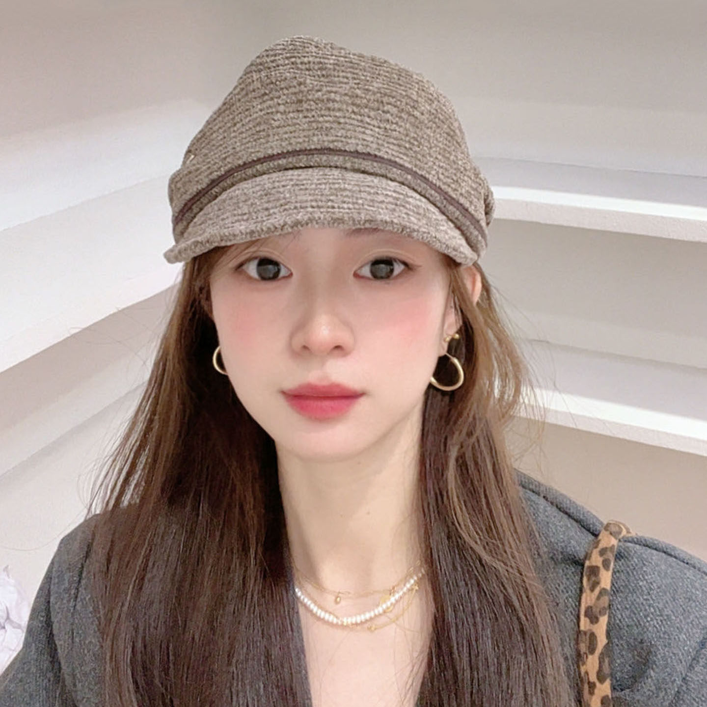 日系小众褶皱报童帽女秋冬新款文艺气质宽檐马术帽保暖百搭八角帽