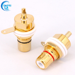 纯铜镀金RCA莲花母座音响功放AV音频视频座信号输出输入接线端子