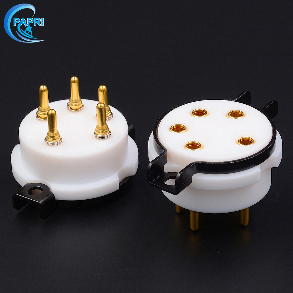 PAPRI特氟龙5脚电子管座插座铍铜镀金WE311 807 FU-7 FD422插座