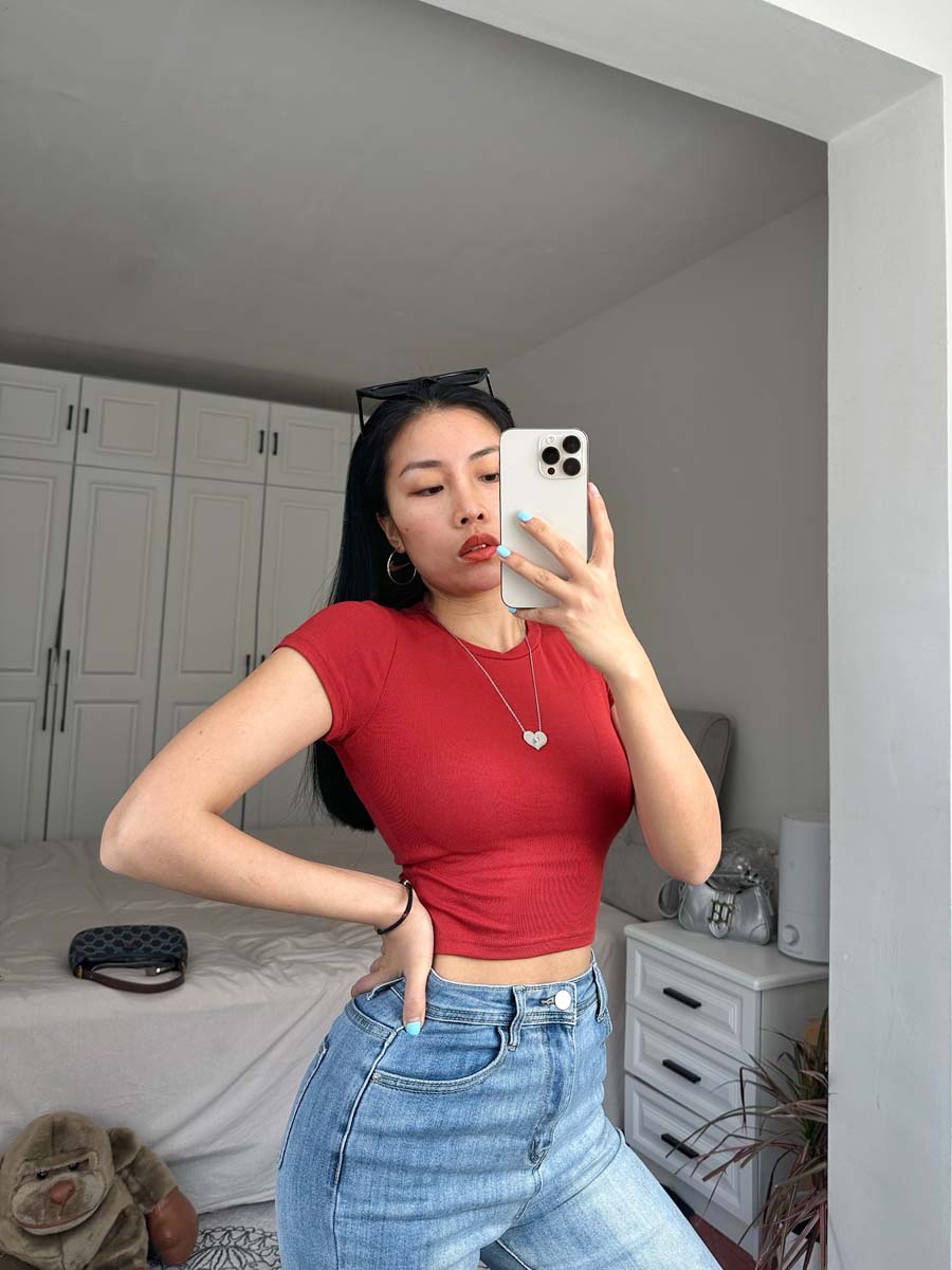 短款纯色小圆领夏季基础款基础款