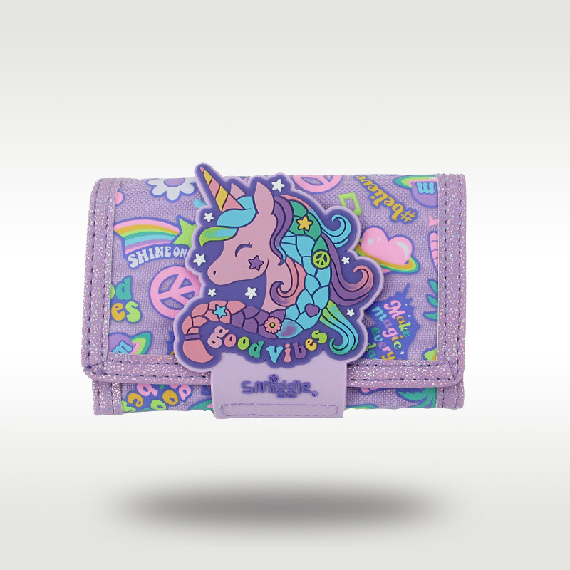 澳洲smiggle钱包儿童可爱卡通紫色辫子独角兽三折大容量钱包女孩,模玩/动漫/周边/娃圈三坑/桌游,动漫背包/钱包/箱包,淘宝优惠券,粉丝福利购,淘宝优惠卷