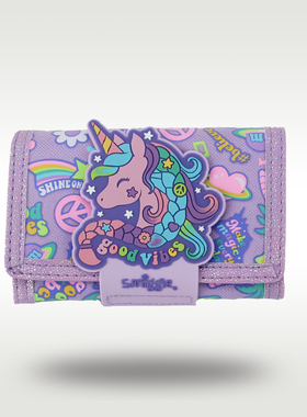 澳洲smiggle钱包儿童可爱卡通紫色辫子独角兽三折大容量钱包女孩