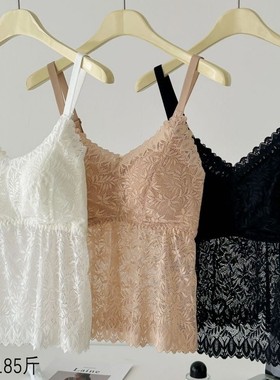 胖mm大码法式蕾丝吊带美背女夏2025新款带胸垫一体式背心免穿文胸