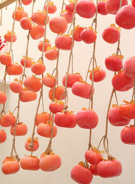 仿真柿子串乔迁新年招财柿柿如意悬挂装饰中古风餐厅假花红色挂饰